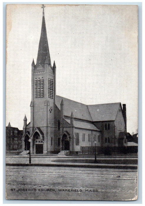 c1910's St. Joseph Church Street View Wakefield Massachusetts MA Postcard