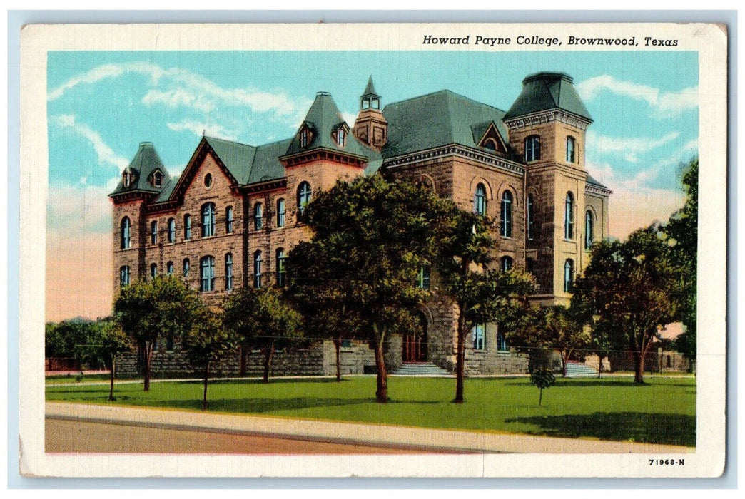 1950 Howard Payne College Building Brownwood Texas TX Antique Vintage Postcard