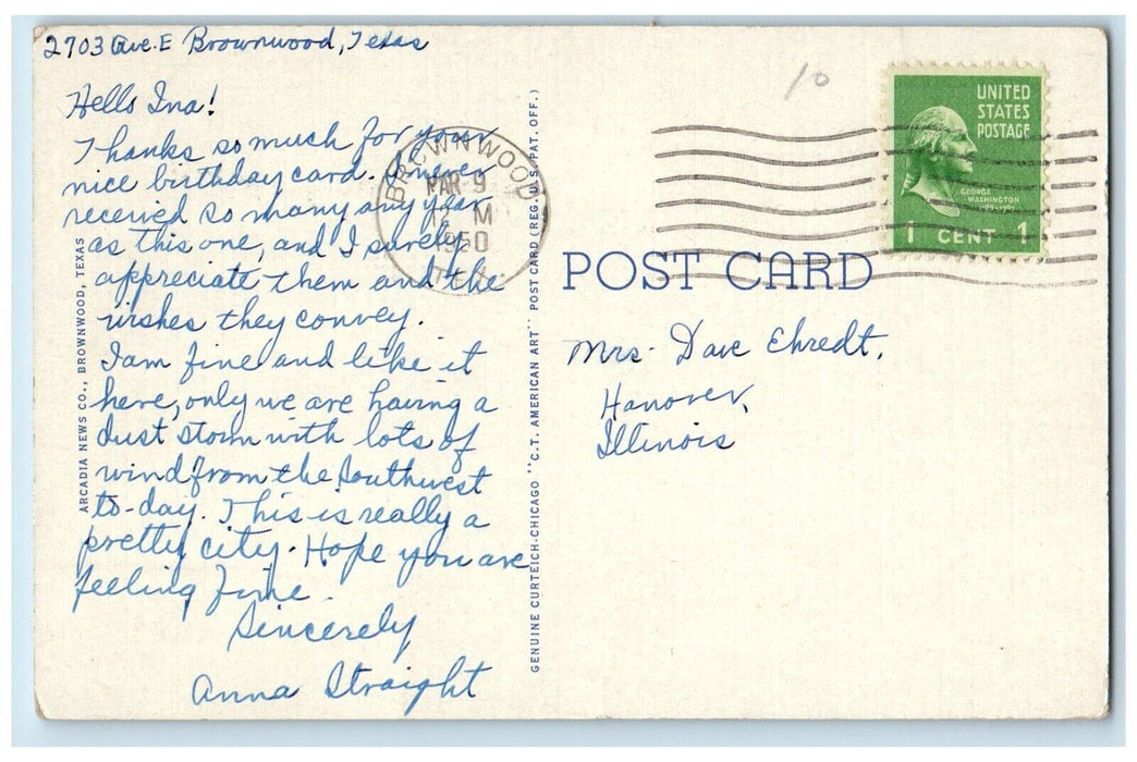 1950 Howard Payne College Building Brownwood Texas TX Antique Vintage Postcard