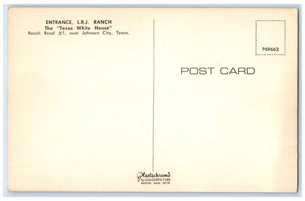 c1960 Entrance LBJ Ranch Texas White House Johnson City Texas Vintage Postcard