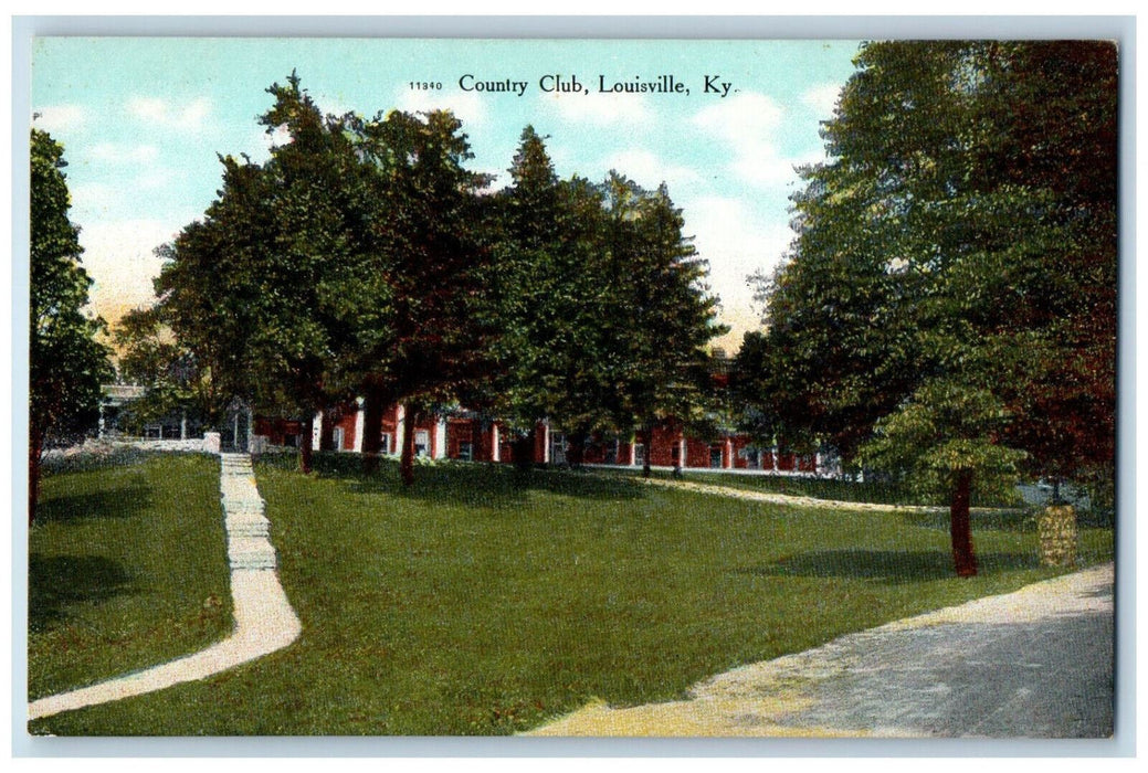 View Of Country Club Trees Road Scene Louisville Kentucky KY Antique Postcard