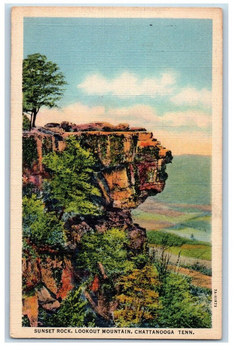 1941 Sunset Rock Lookout Mountain Chattanooga Tennessee Vintage Antique Postcard