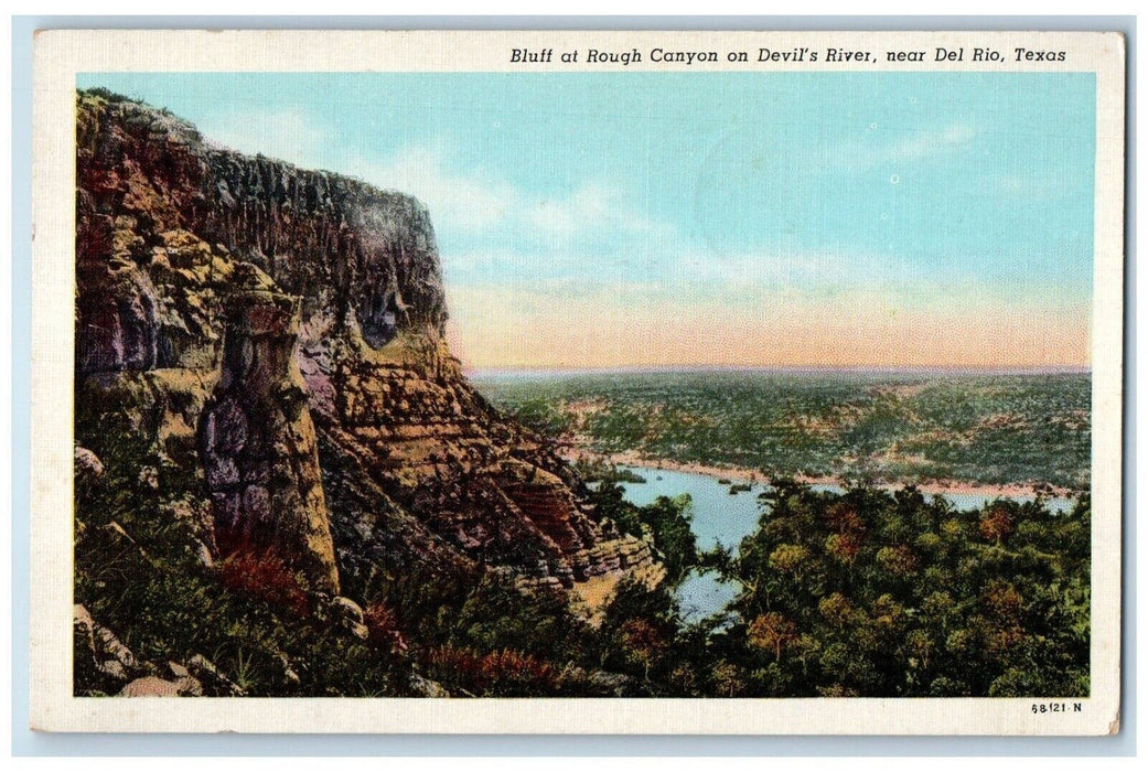 1945 Bluff Rough Canyon Devils River Near Del Rio Texas Vintage Antique Postcard