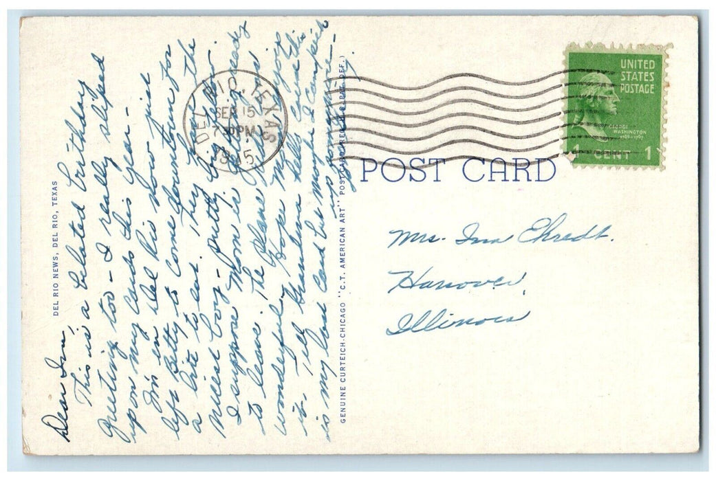 1945 Bluff Rough Canyon Devils River Near Del Rio Texas Vintage Antique Postcard
