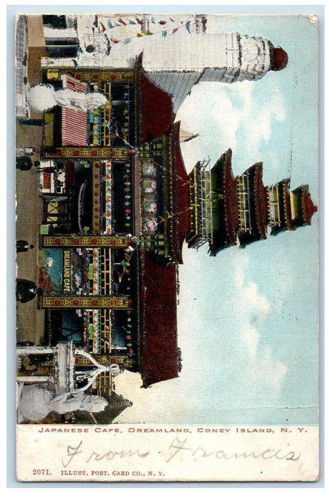 1906 Japanese Cafe Dreamland Front View Coney Island New York NY Postcard