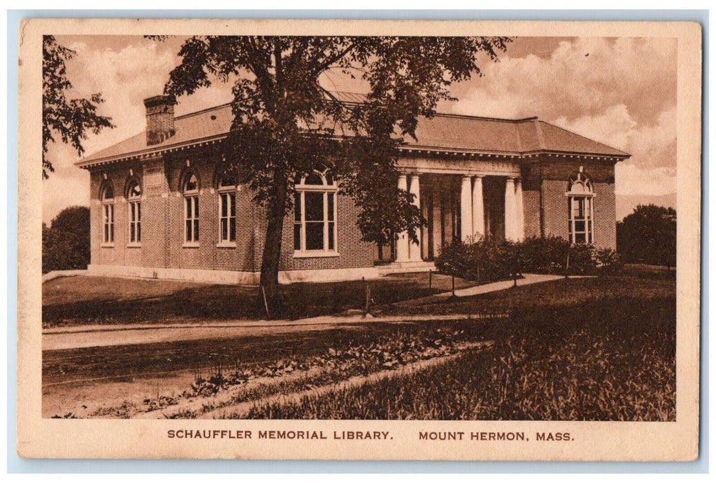 c1930's Schauffler Memorial Library Mount Hermon Massachusetts MA Postcard