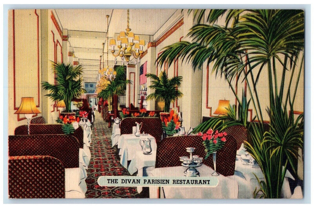 c1940 Divan Parisien Restaurant New York City Murray Hill New York NY Postcard