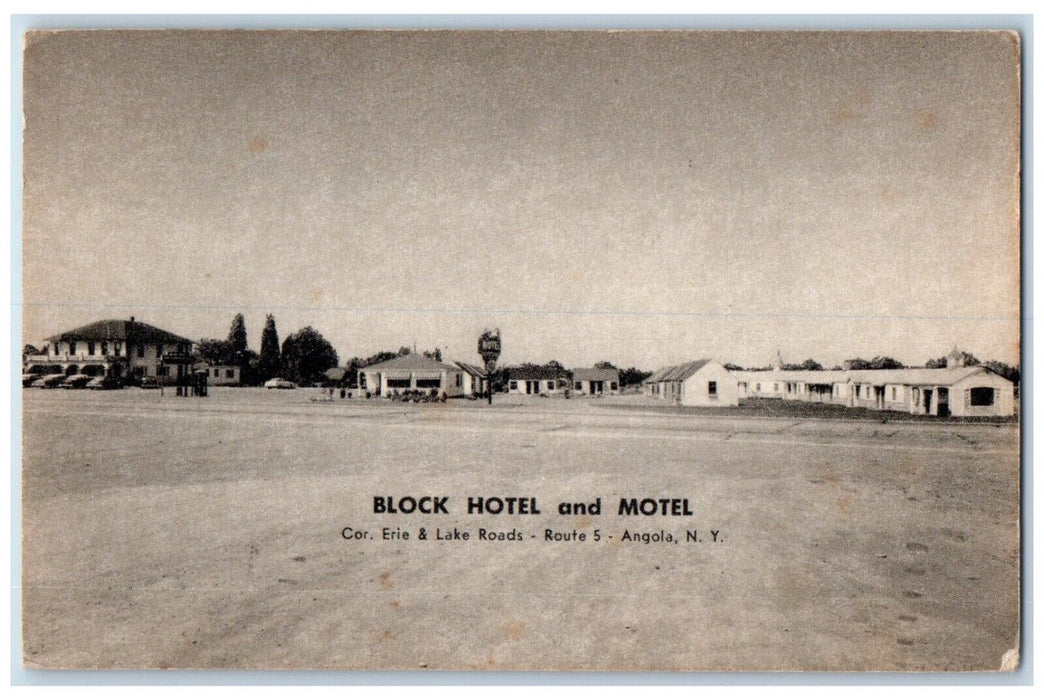 1955 Block Hotel Most Motel Stop Lake Erie Buffalo Angola New York  NY Postcard