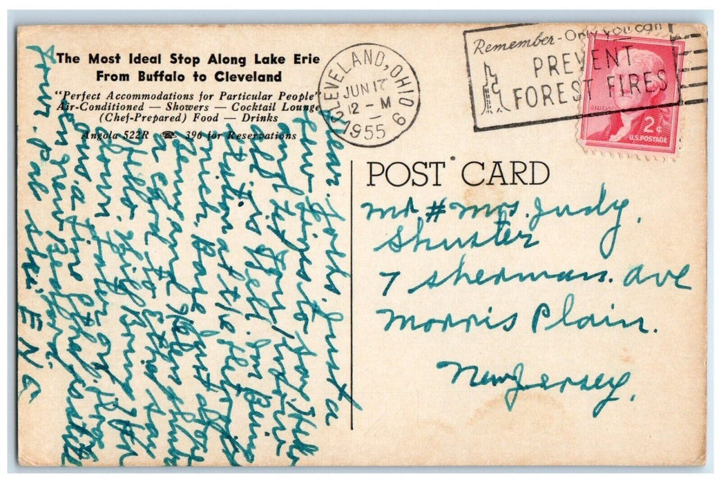 1955 Block Hotel Most Motel Stop Lake Erie Buffalo Angola New York  NY Postcard