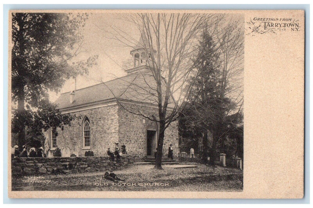 c1905 Old Dutch Church, Greetings From Tarrytown New York NY Antique Postcard