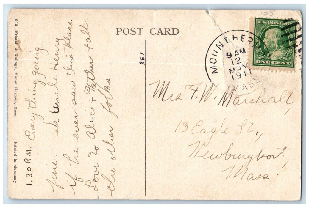 1911 View Of Highland House Mount Hermon Massachusetts MA Antique Postcard