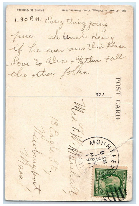 1911 View Of Highland House Mount Hermon Massachusetts MA Antique Postcard