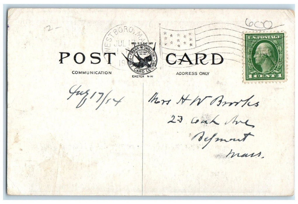 c1910's Unitarian Church Covered Tree Westboro Massachusetts MA Antique Postcard