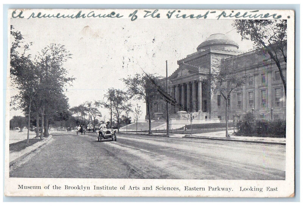 1909 Museum Brooklyn Institute Arts Sciences Eastern Parkway New York Postcard