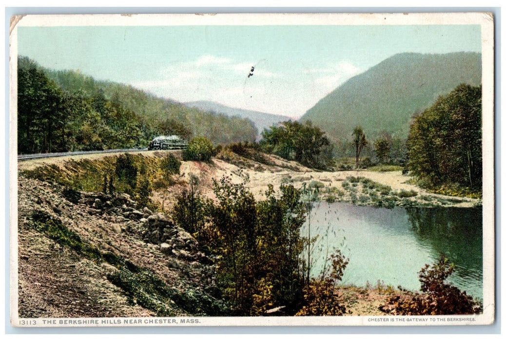 1911 The Berkshire Hill Train Railroad Scene Near Chester MA Phostint Postcard