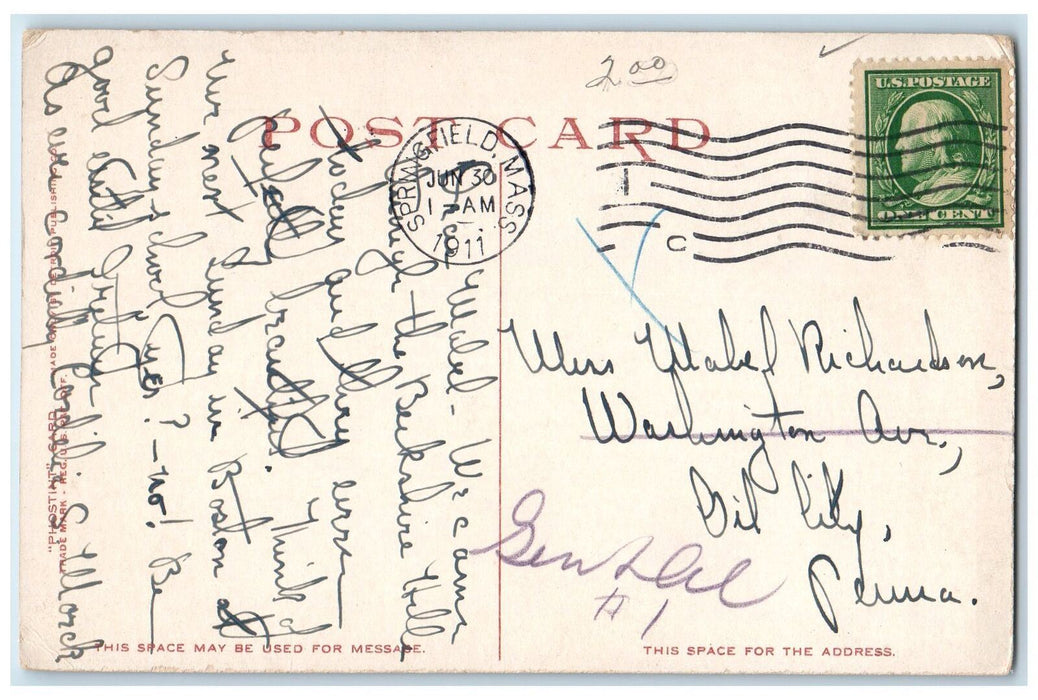 1911 The Berkshire Hill Train Railroad Scene Near Chester MA Phostint Postcard