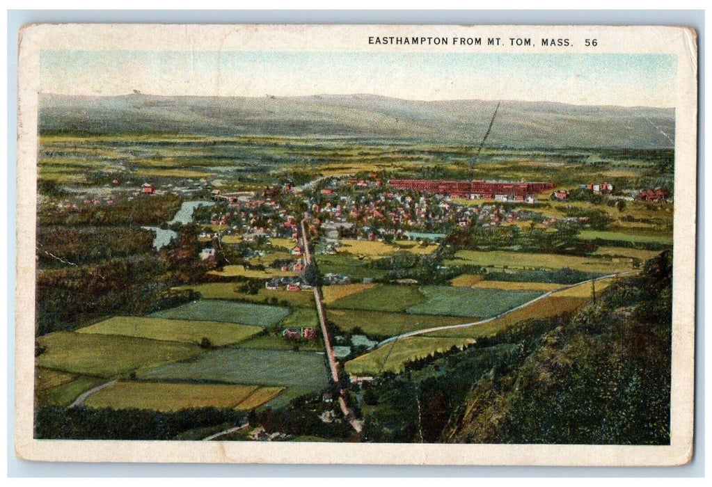 c1930's Easthampton From MT. Tom Aerial View Massachusetts MA Vintage Postcard