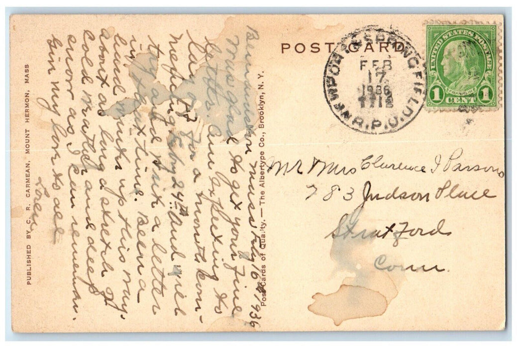 1936 Silliman laboratory Mount Hermon School Massachusetts MA RFO Postcard