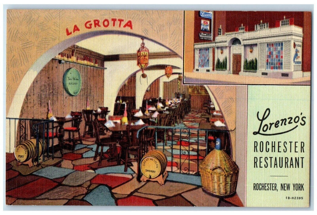 c1940 Lorenzo Rochester Restaurant Chestnut Street Rochester New York Postcard
