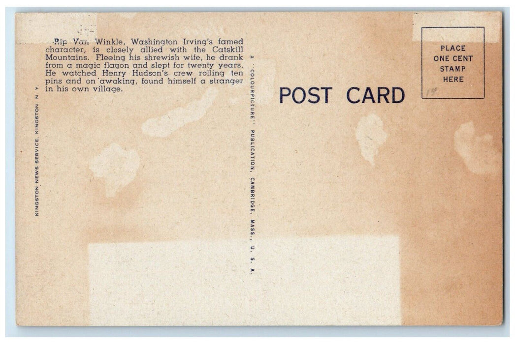 1940 Greetings From Catskills Rip Van Winkle Catskill Mountain New York Postcard