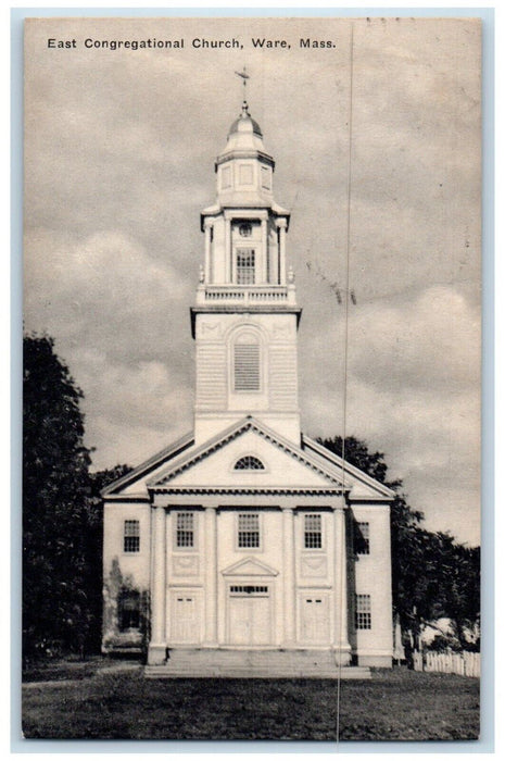 1942 Front View East Congregational Church Ware Massachusetts MA Postcard