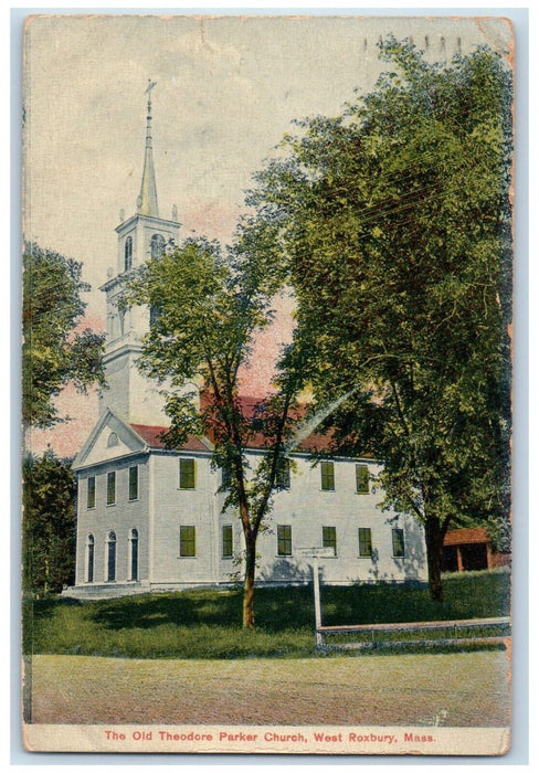 c1910's The Old Theodore Parker Church West Roxbury Massachusetts MA Postcard