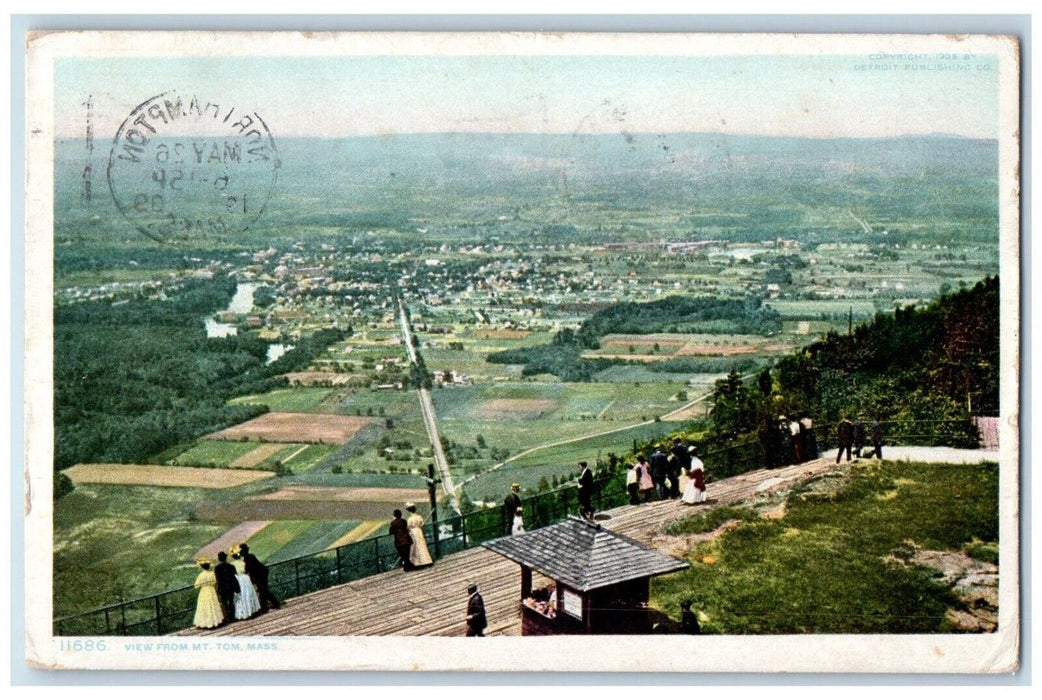 1909 Aerial View MT. Tom Northampton Massachusetts MA Phostint Antique Postcard