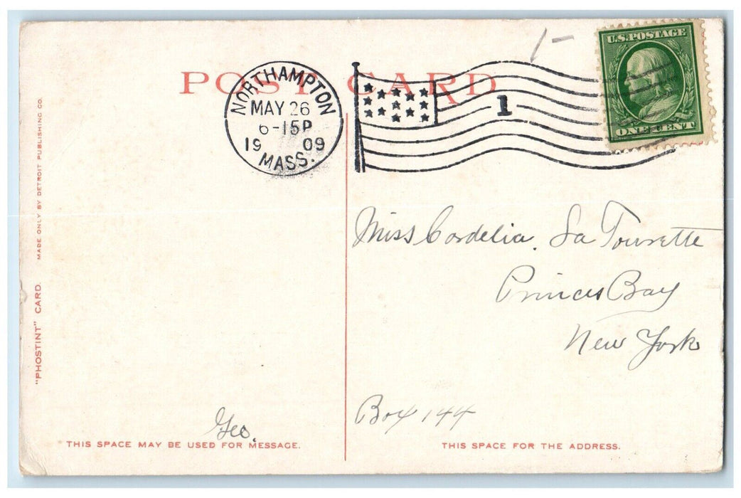 1909 Aerial View MT. Tom Northampton Massachusetts MA Phostint Antique Postcard
