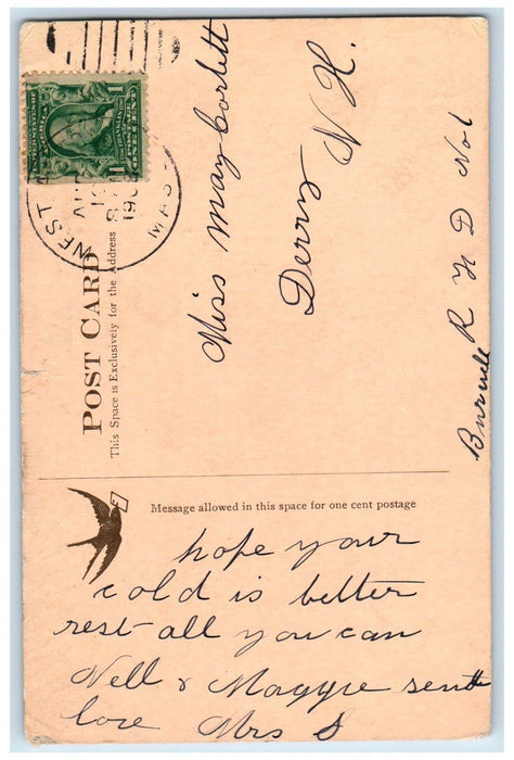 1908 Universalist Church West Acton Massachusetts MA Posted Antique Postcard