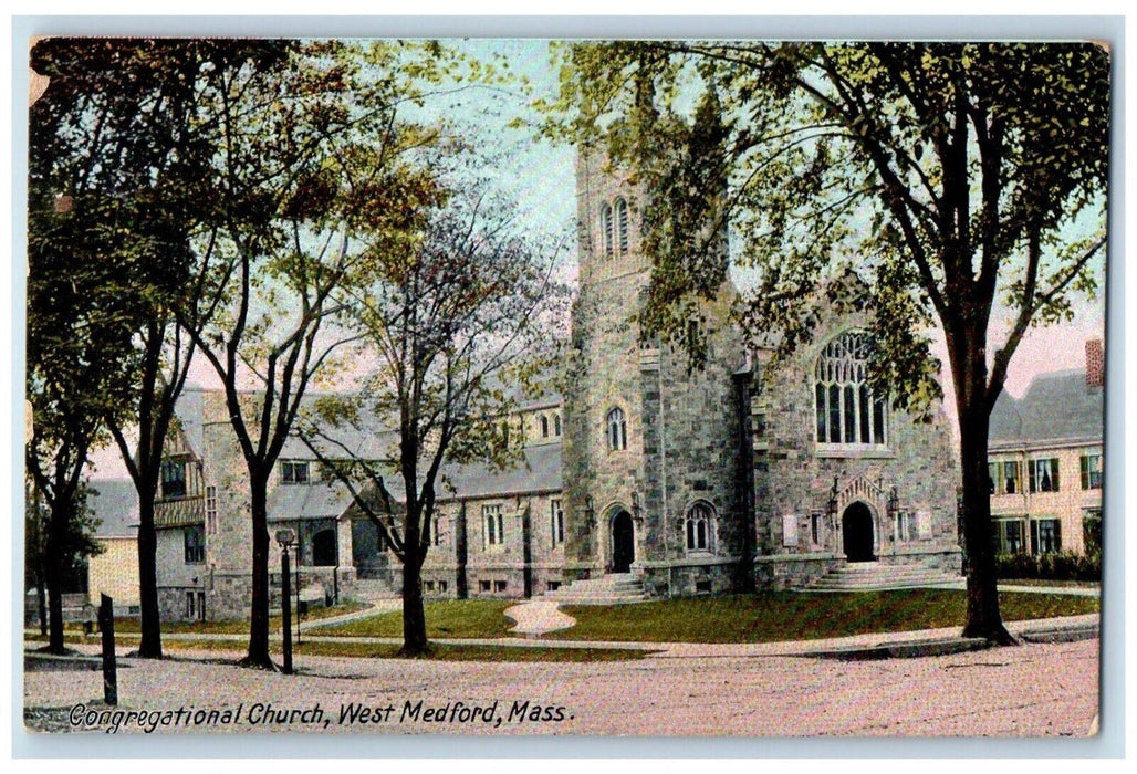 c1910's Congregational Church West Medford Massachusetts MA Antique Postcard