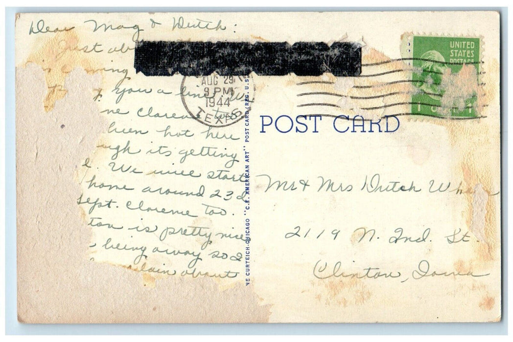 1944 Bank Leon River Bridge Near Temple Texas TX Antique Vintage Posted Postcard
