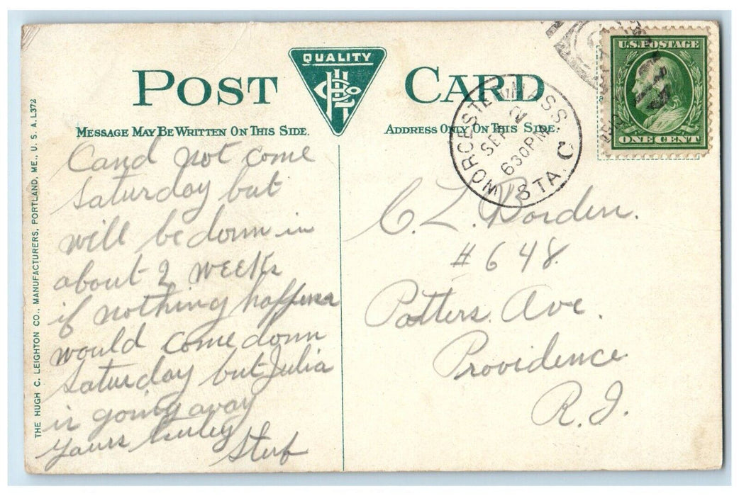 c1910's Union Church Street View Worcester Massachusetts MA Antique Postcard