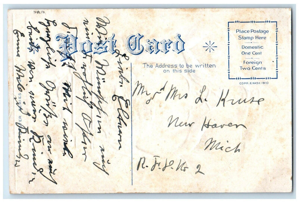 c1910's Easter Holy Cross Flowers Church Embossed Nash Posted Antique Postcard