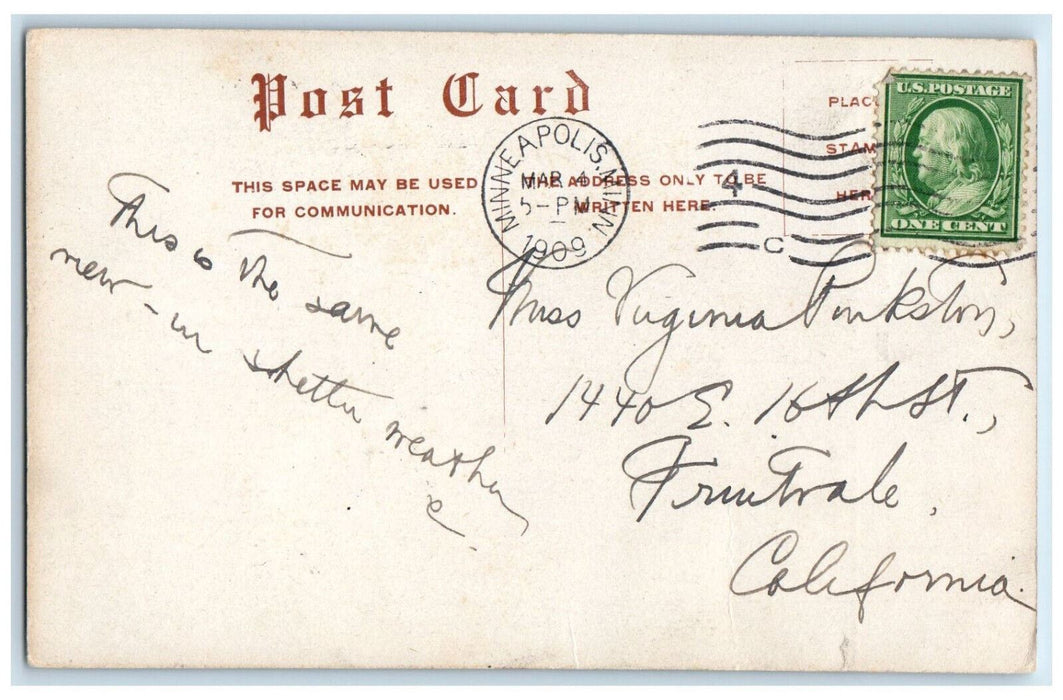 1909 Scenic View Of Minneapolis Falls Minnesota MN Antique Posted Postcard