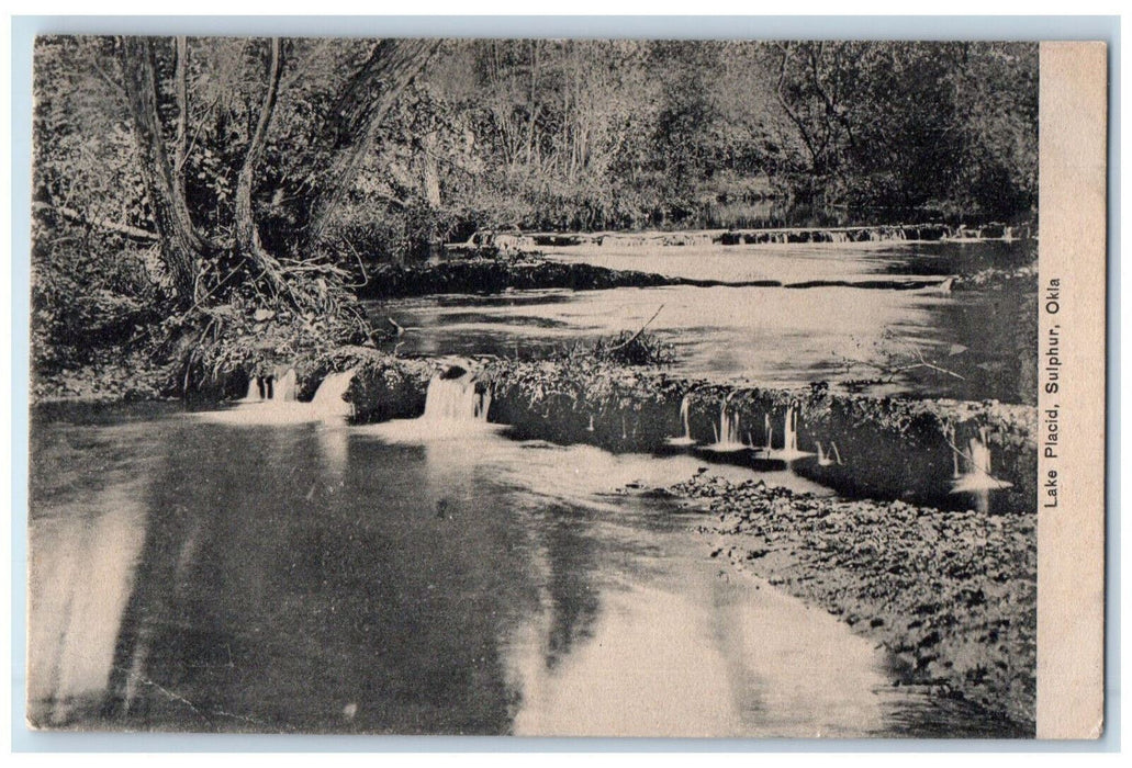 Scenic View Of Lake Placid Water Stream Sulphur Oklahoma OK Antique Postcard