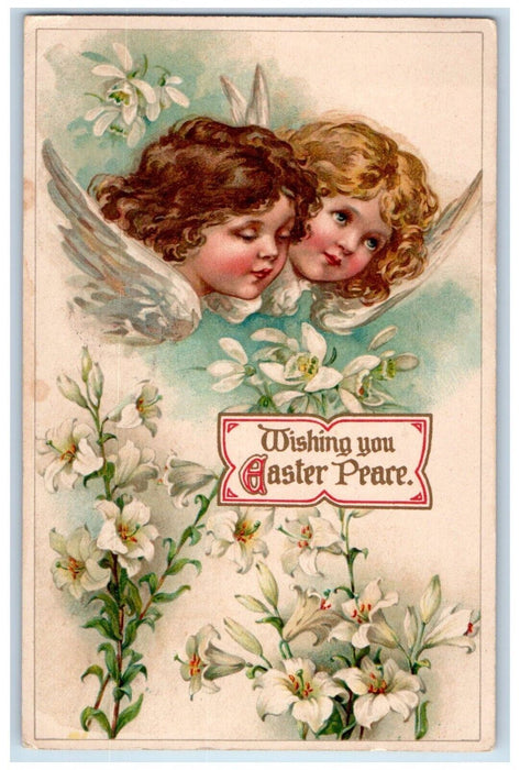 1911 Easter Angels Head White Lilies Flowers Rockland Massachusetts MA Postcard