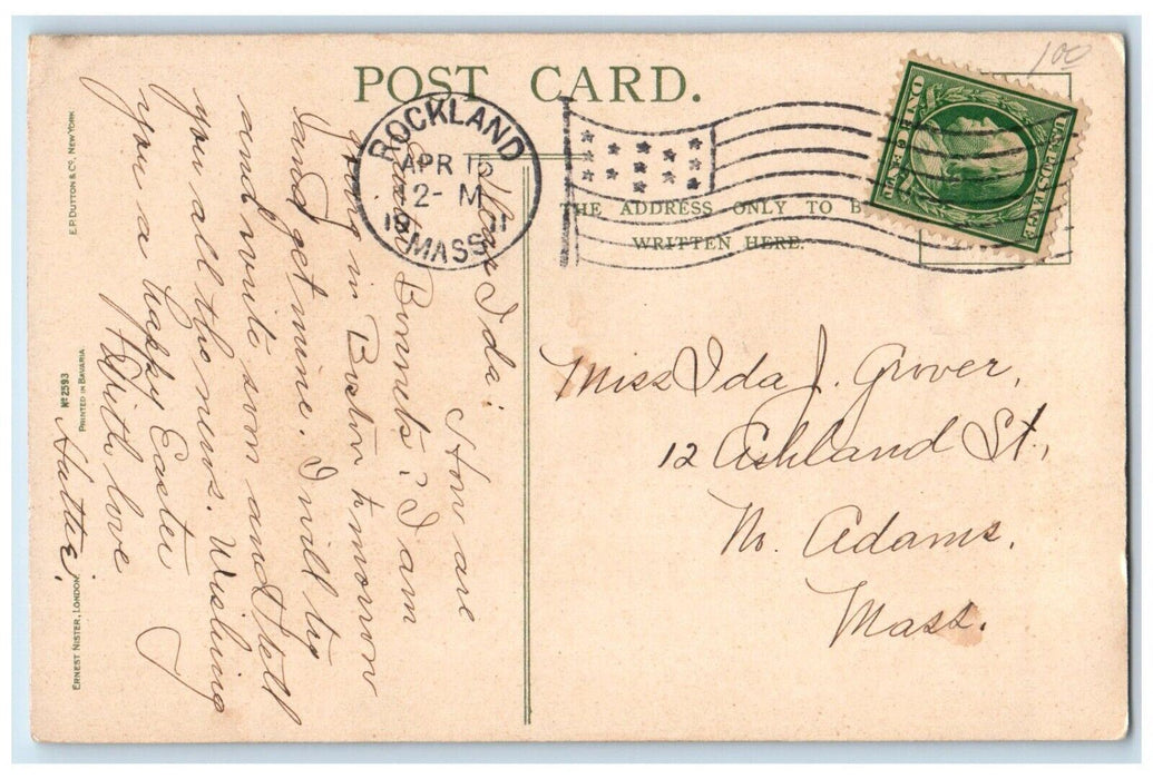 1911 Easter Angels Head White Lilies Flowers Rockland Massachusetts MA Postcard