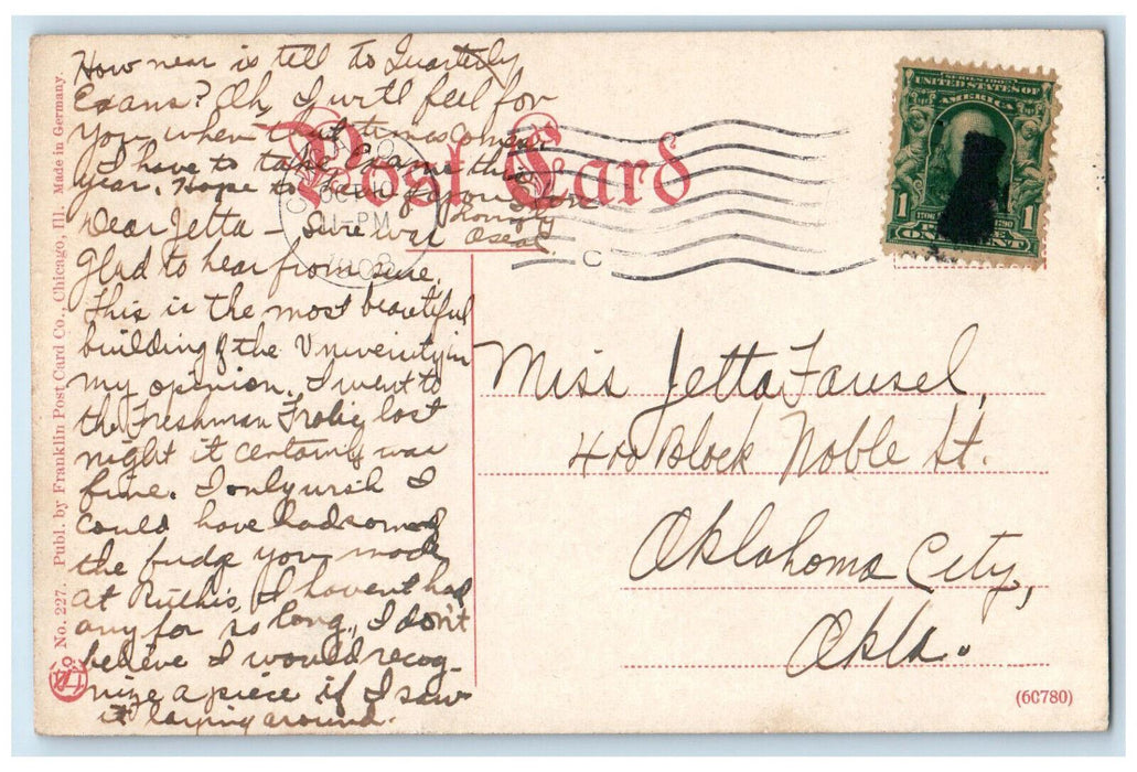 1908 View Of University Of Chicago Law School Illinois IL Antique Postcard