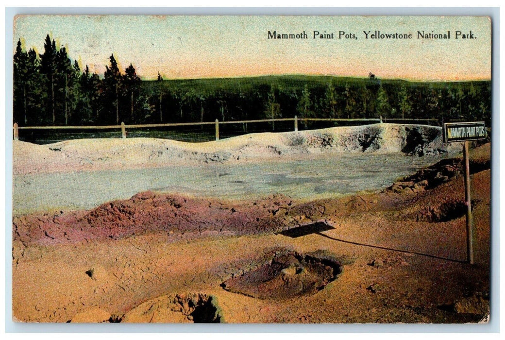 1911 Mammoth Paint Pots Mud Yellowstone National Park Wyoming Vintage Postcard