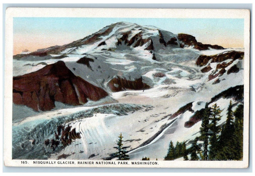 c1920 Nisqually Glacier Rainier National Park Snow Winter Washington WA Postcard