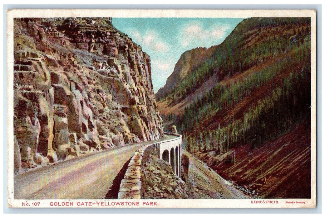 Mountain Road Scene Golden Gate-Yellowstone Park Wyoming WY Antique Postcard