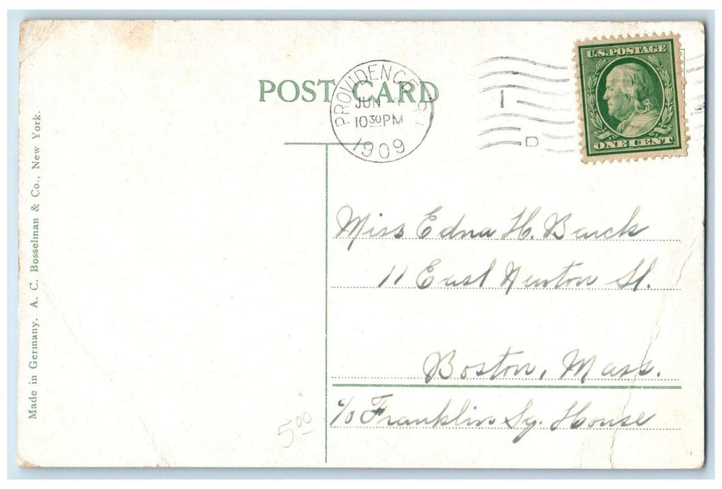 1909 Sassafras Point Light Lighthouse Narragansett Bay Rhode Island RI Postcard