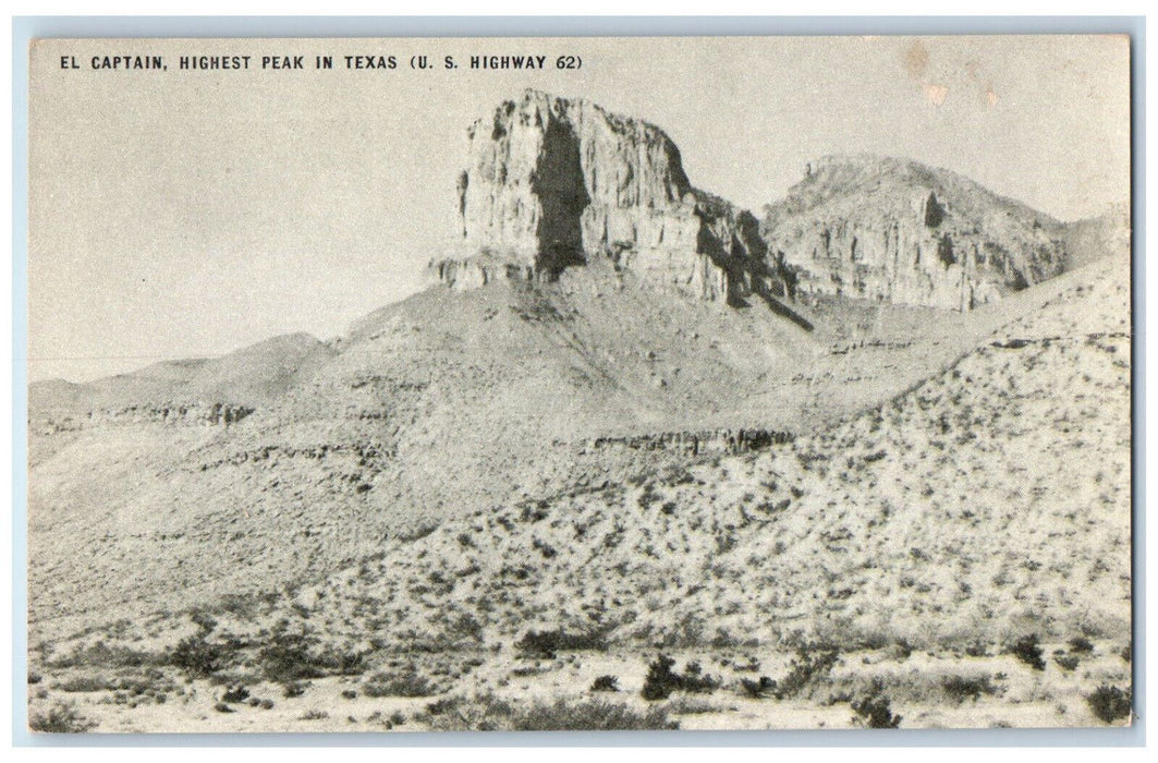 El Captain Highest Peak In Texas TX, Mountain Scene Antique Unposted Postcard