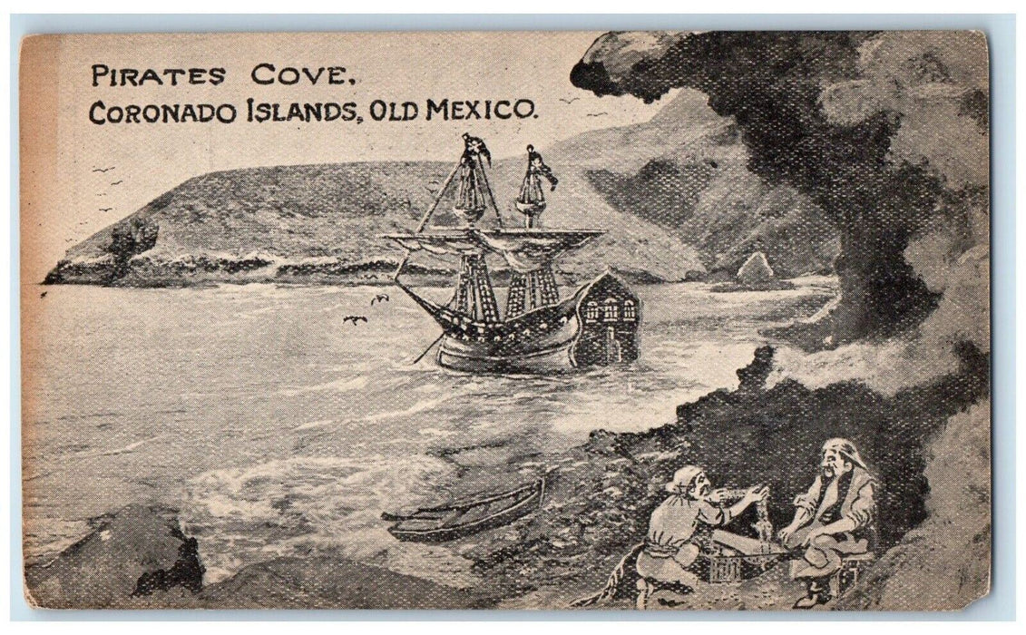 c1910 Pirates Cove Coronado Islands Old Mexico San Diego California CA Postcard