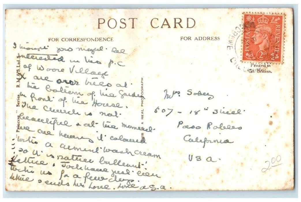 c1950's Village Multiview Square Church London Woore England RPPC Photo Postcard