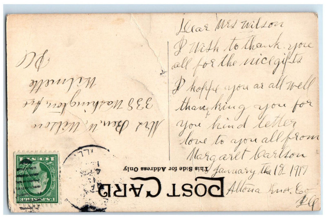 Township High School Building Front View Altona Illinois IL Antique Postcard