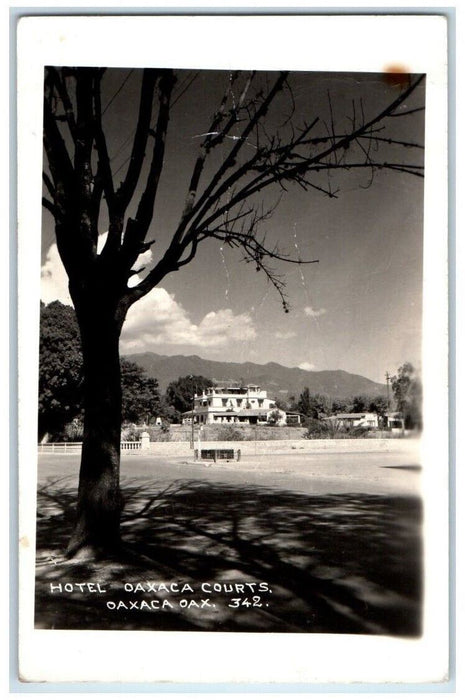 c1950's Exterior View Hotel Courts Oaxaca de Juarez Mexico RPPC Photo Postcard