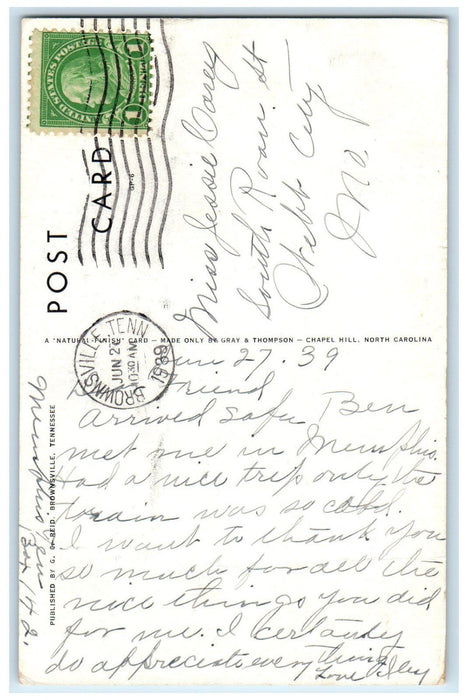 1939 Cotton Growing Near Brownsville Tennessee TN Vintage Posted Postcard