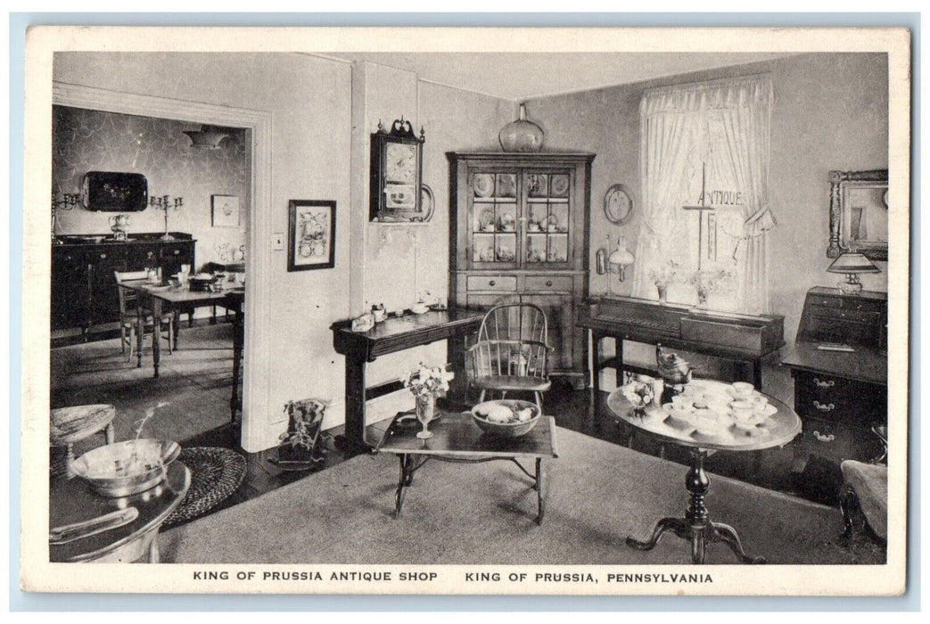 1942 King Prussia Antique Shop Interior Intersection Route Pennsylvania Postcard