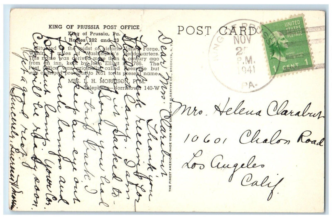 1941 King Prussia Antique Shop Post Office King Prussia Pennsylvania PA Postcard